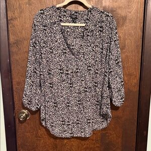 Torrid Black and White Patterned Blouse